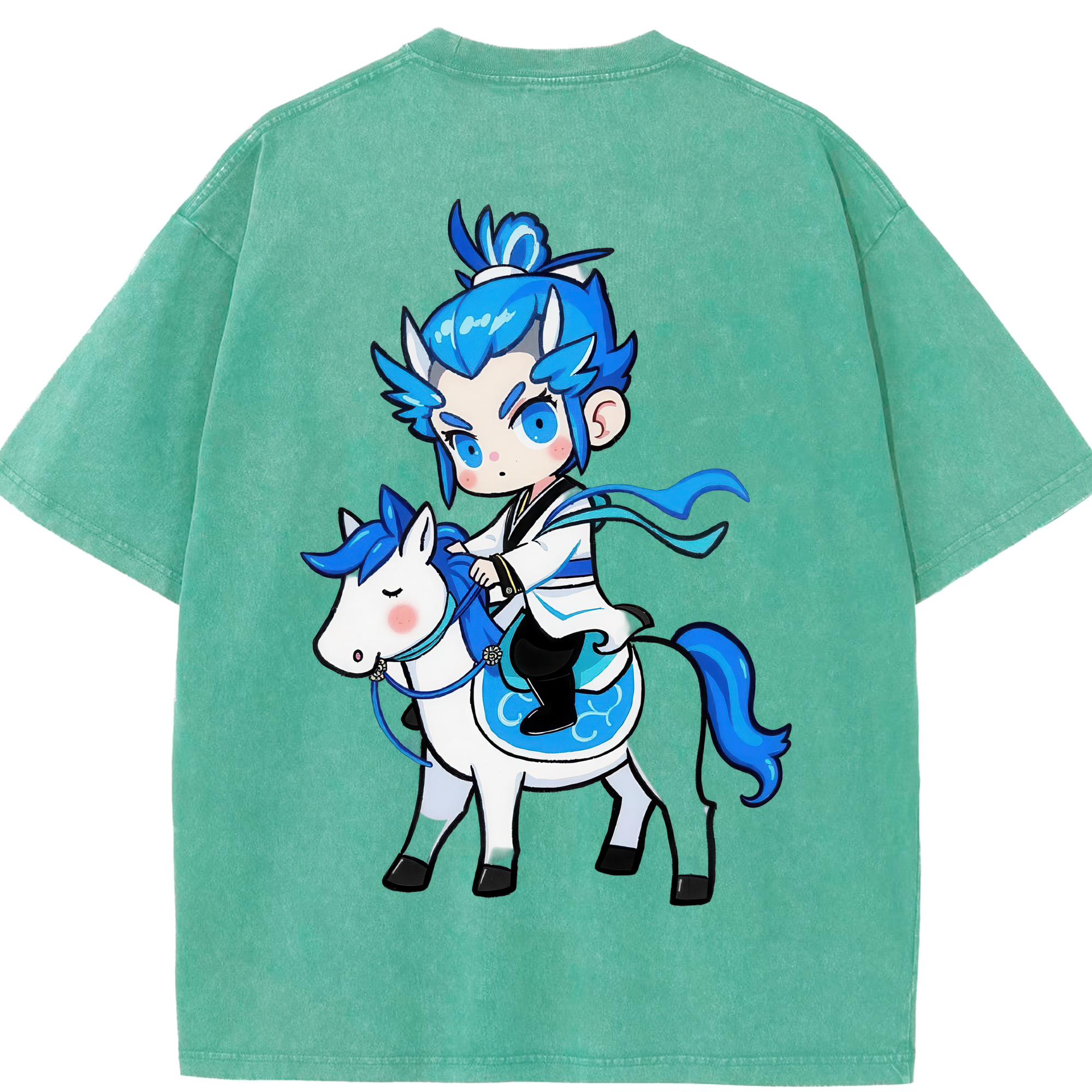 （画像用） Ne Zha 2 ナタ 魔童の大暴れ 綿100% ヴィンテージ風 半袖Tシャツ（背面プリント）